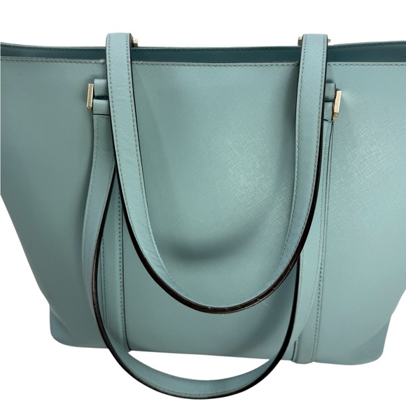 Kate Spade Newbury Lane Dally Tote Blue Hydrangea Saffiano Cow Leather Work Bag - Picture 12 of 16